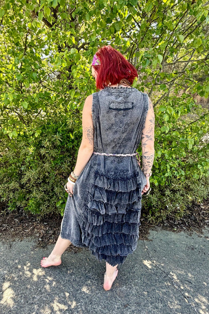 Aphrodite Sleeveless Ruffle Dress - ivyandlavyboutique Blue Velvet