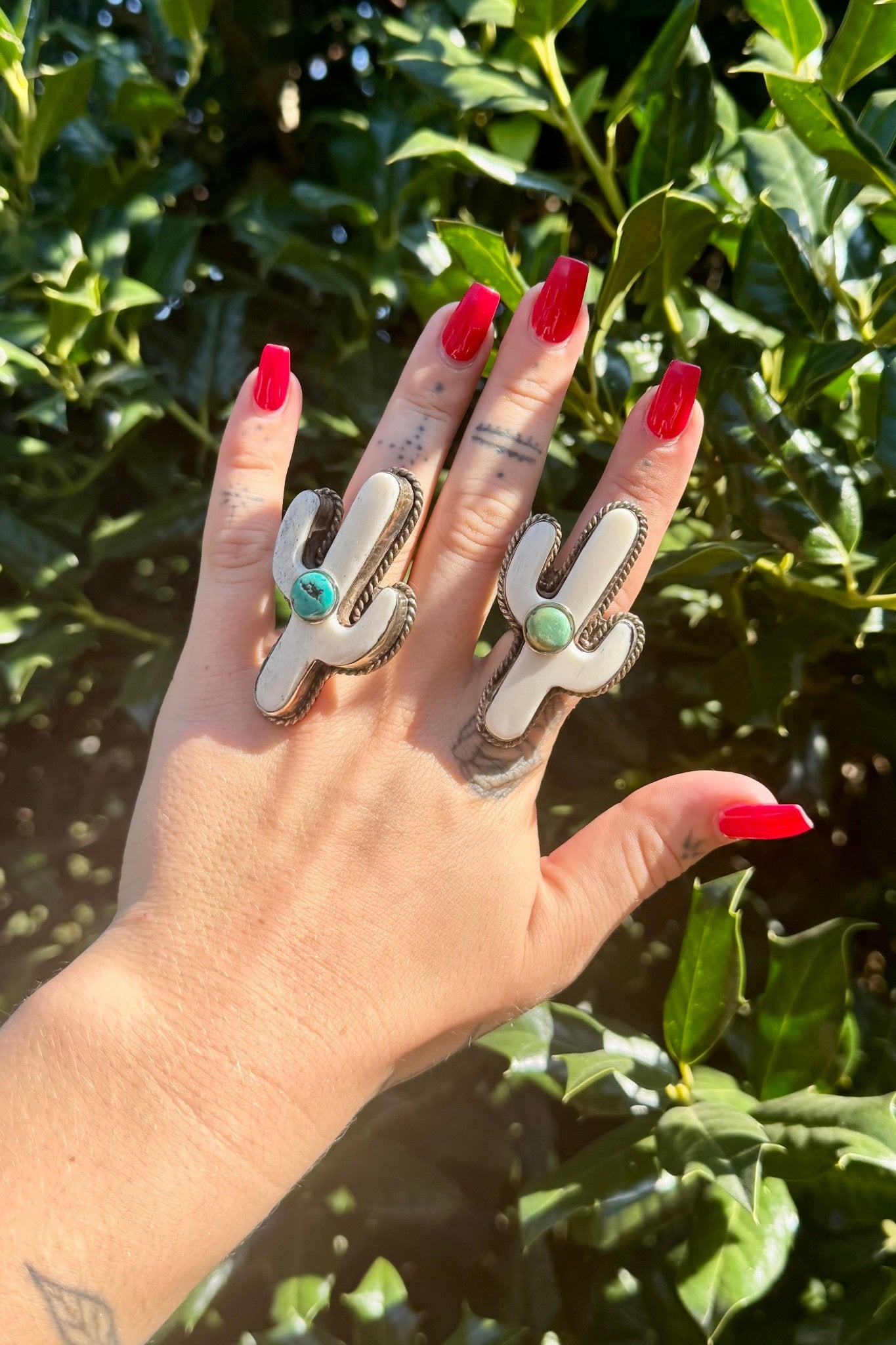 Arizona Cactus Ring w/ Turquoise - ivyandlavyboutique ivyandlavyboutique