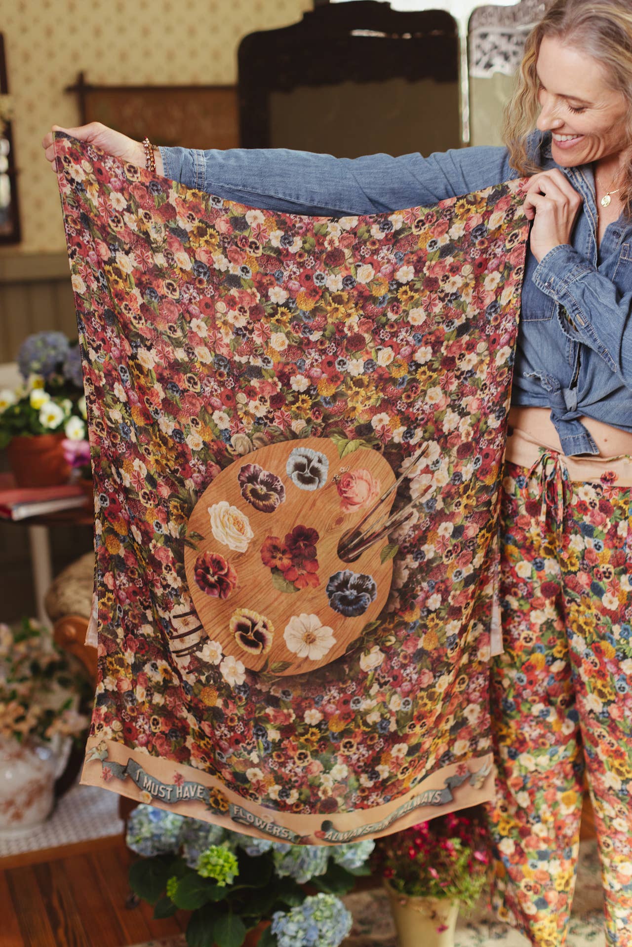 Art of Life Floral Scarf with Flower Paint Palette - ivyandlavyboutique Market of Stars