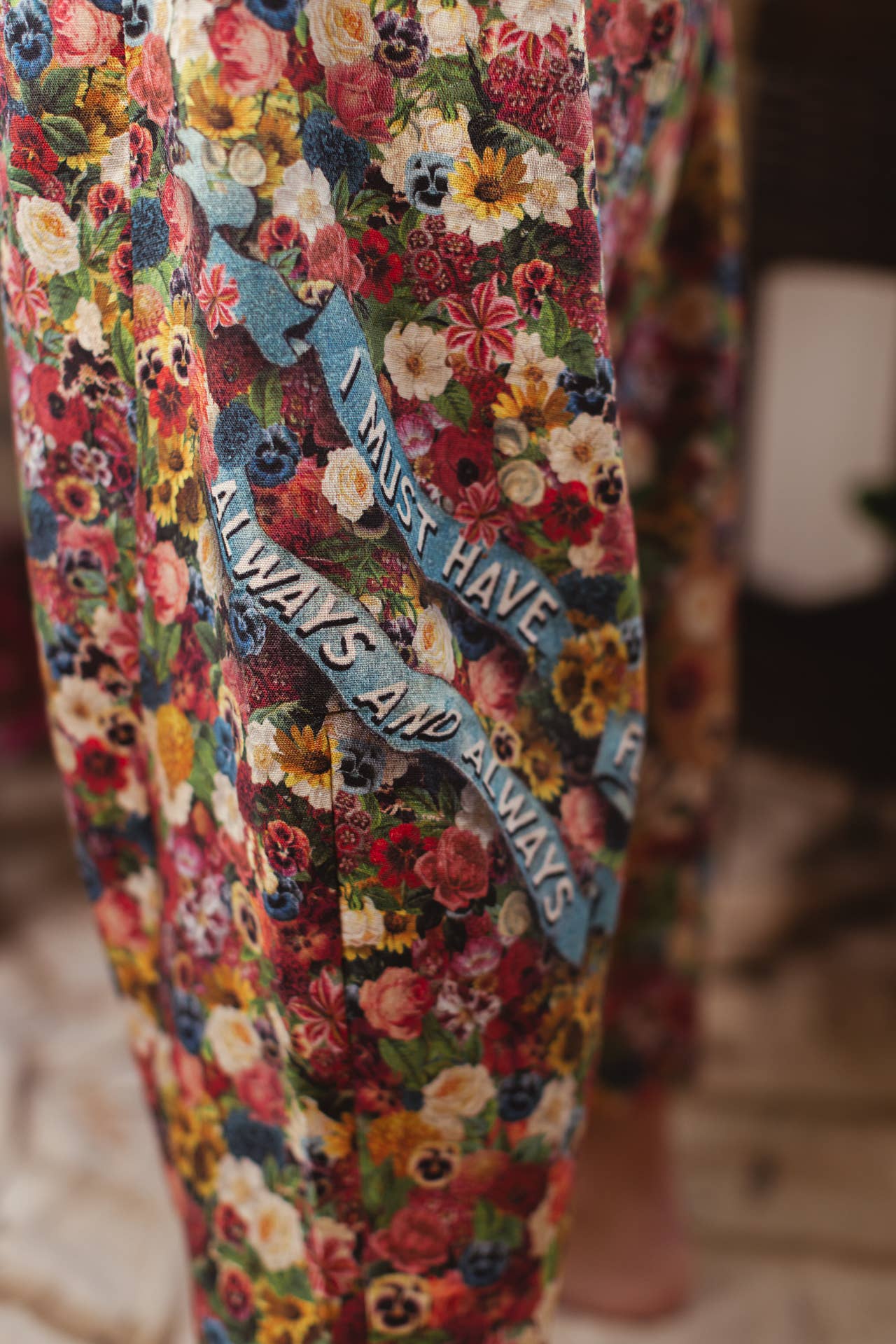 Art of Life Linen Cropped Artist Pant with Boho Floral Print - ivyandlavyboutique Market of Stars