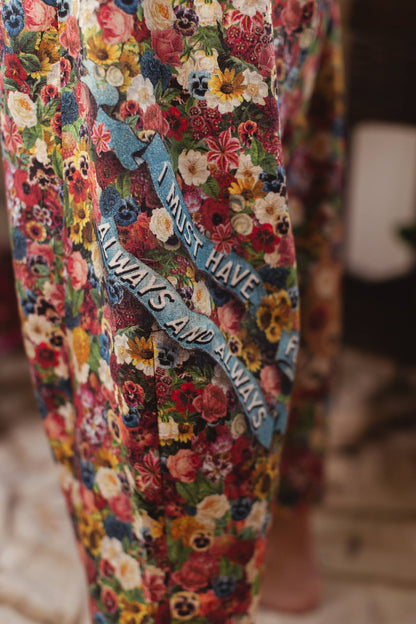 Art of Life Linen Cropped Artist Pant with Boho Floral Print - ivyandlavyboutique Market of Stars