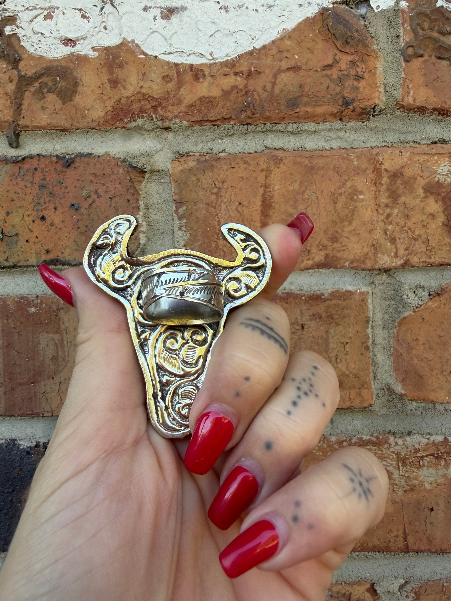 ASIS By the Bull Carved Statement Ring - ivyandlavyboutique ivyandlavyboutique