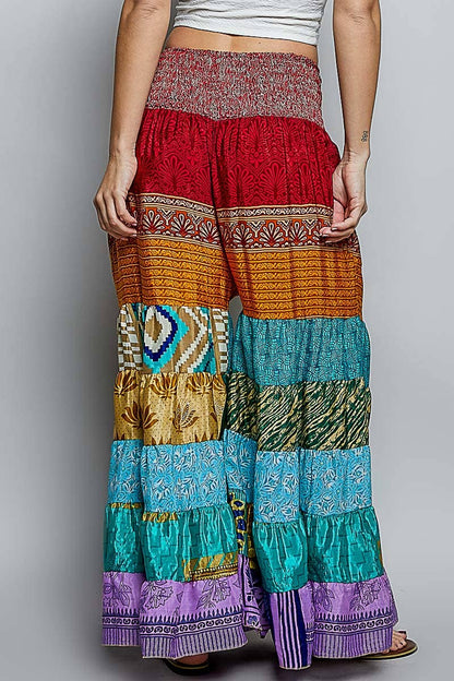 Assorted Print High Rise Smocked Wide Leg Pants: ASSORTED / OS - ivyandlavyboutique Pol Clothing