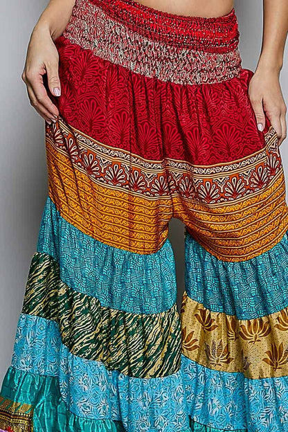 Assorted Print High Rise Smocked Wide Leg Pants: ASSORTED / OS - ivyandlavyboutique Pol Clothing
