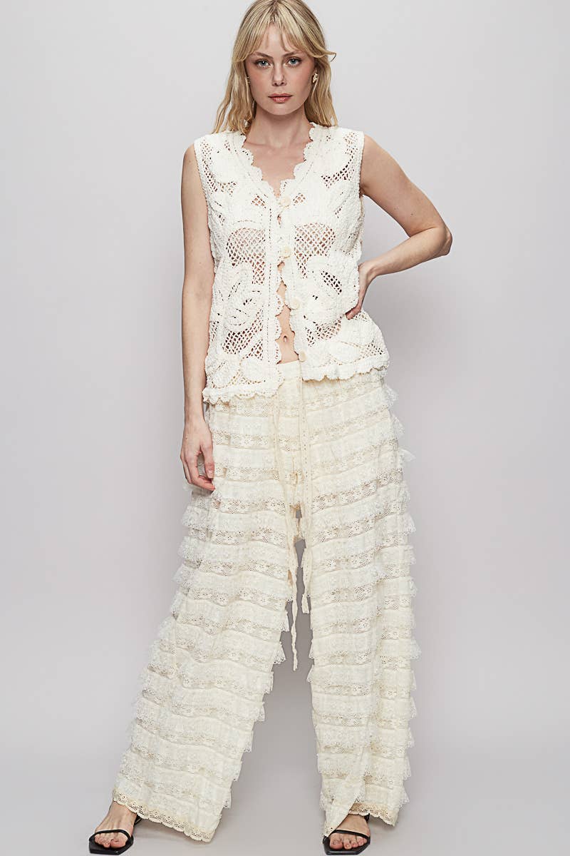 Avery Round neck sleeveless crochet vest top - ivyandlavyboutique Pol Clothing