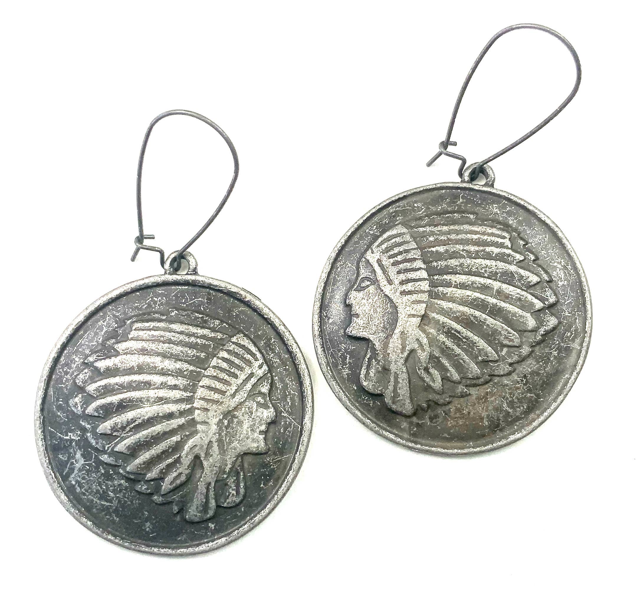 Indian Head Coin Dangle Earrings