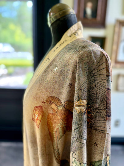 Lovelight Opera Duster Kimono Robe w/woodland deer & swallow