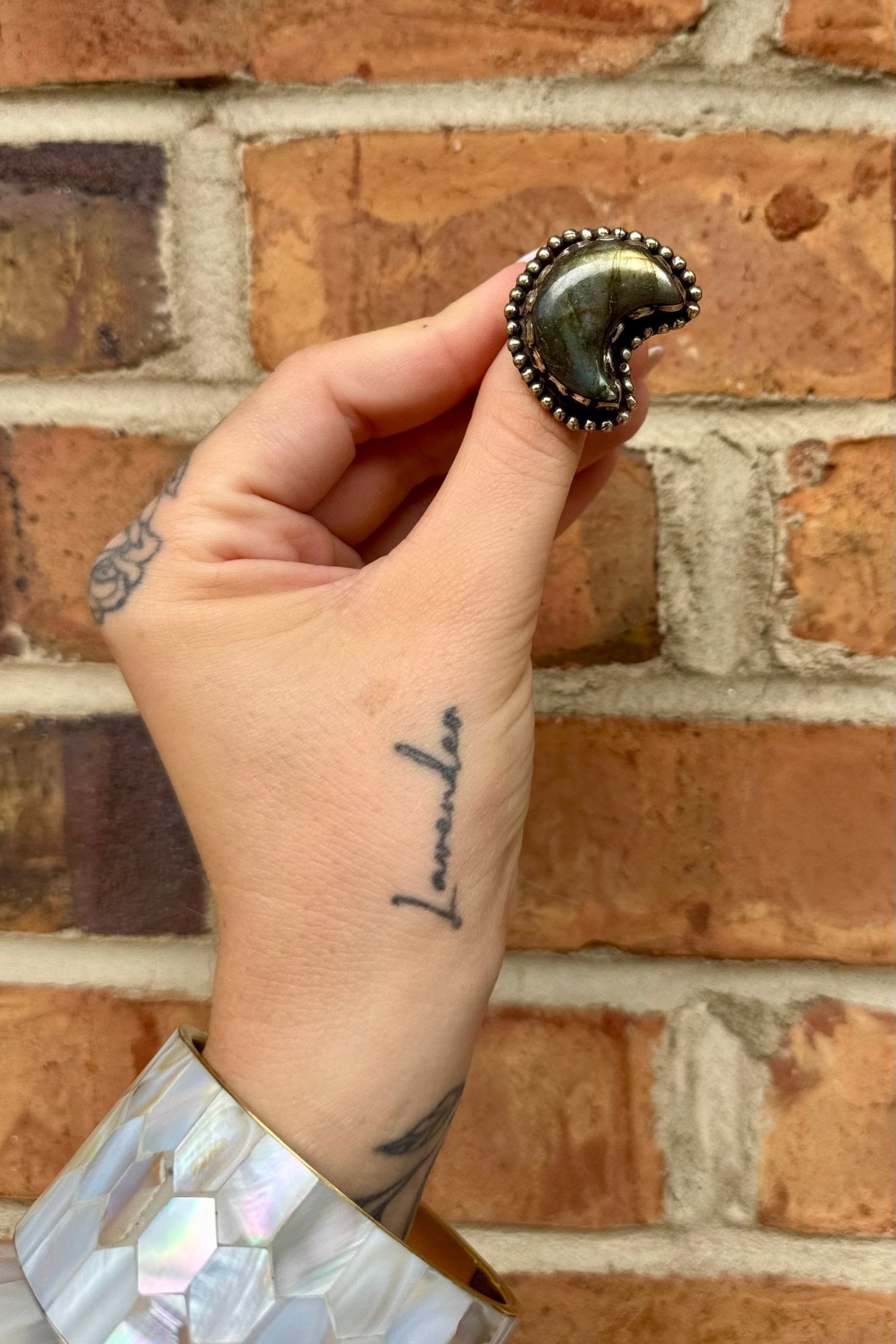 Baby Moon Ring in Labradorite - ivyandlavyboutique ivyandlavyboutique