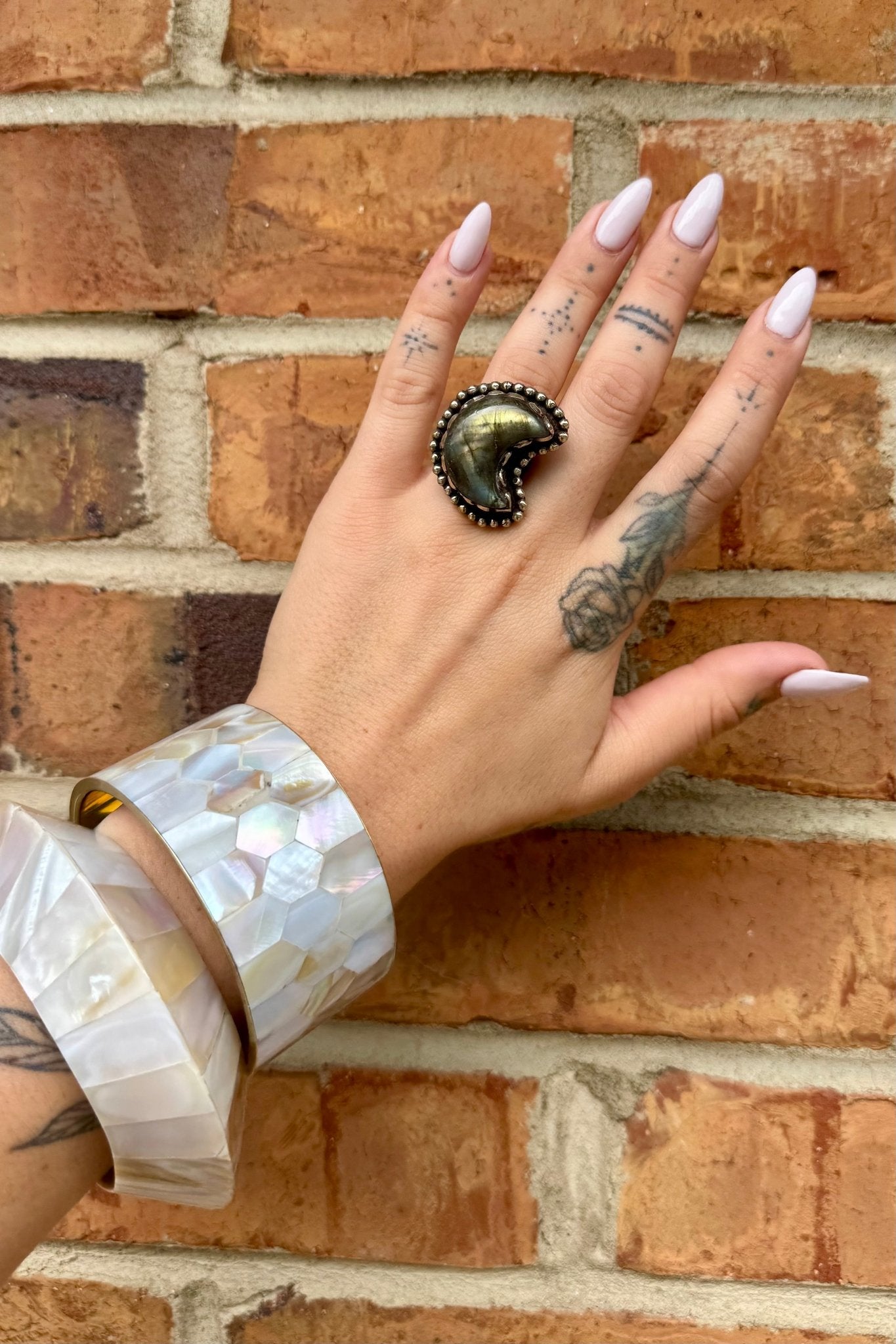 Baby Moon Ring in Labradorite - ivyandlavyboutique ivyandlavyboutique