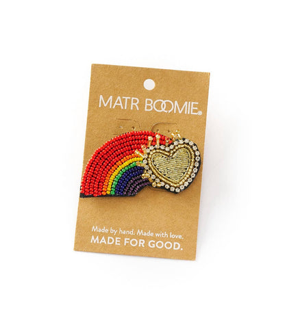 Bala Mani Beaded Rainbow Brooch Pin - Handmade - ivyandlavyboutique Matr Boomie Fair Trade