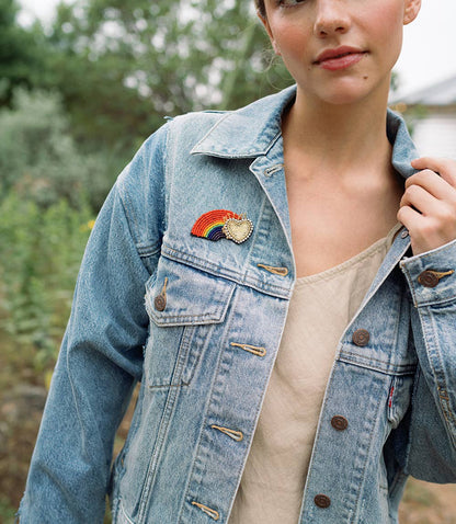 Bala Mani Beaded Rainbow Brooch Pin - Handmade - ivyandlavyboutique Matr Boomie Fair Trade