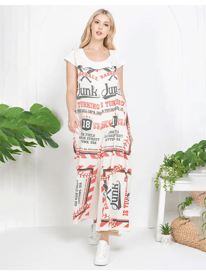 Baseball Cotton Wide Leg Summer Jumpsuit Overall - ivyandlavyboutique Kathmandu Imports