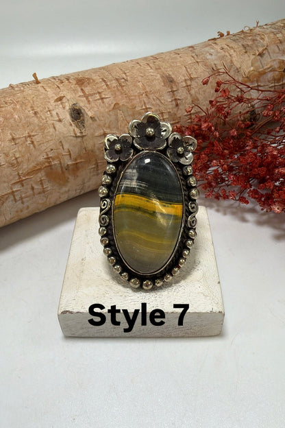 BB Jasper & Flowers Ring - ivyandlavyboutique ivyandlavyboutique