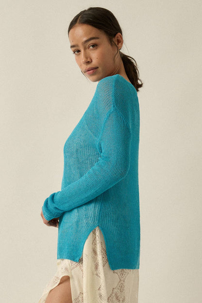 Lightweight Knit Loose-Fit Boatneck Sweaterr