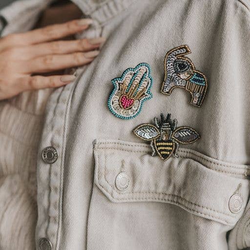 Bala Mani Beaded Bee Brooch Pin