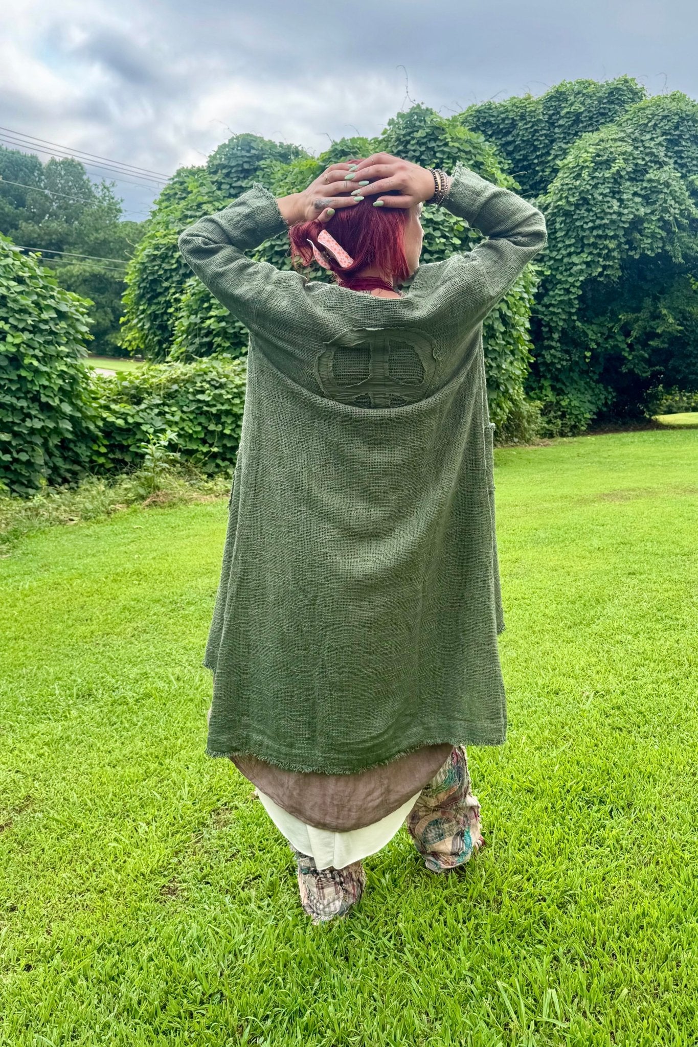 Be in Peace Cardigan in Olive - ivyandlavyboutique Namsar