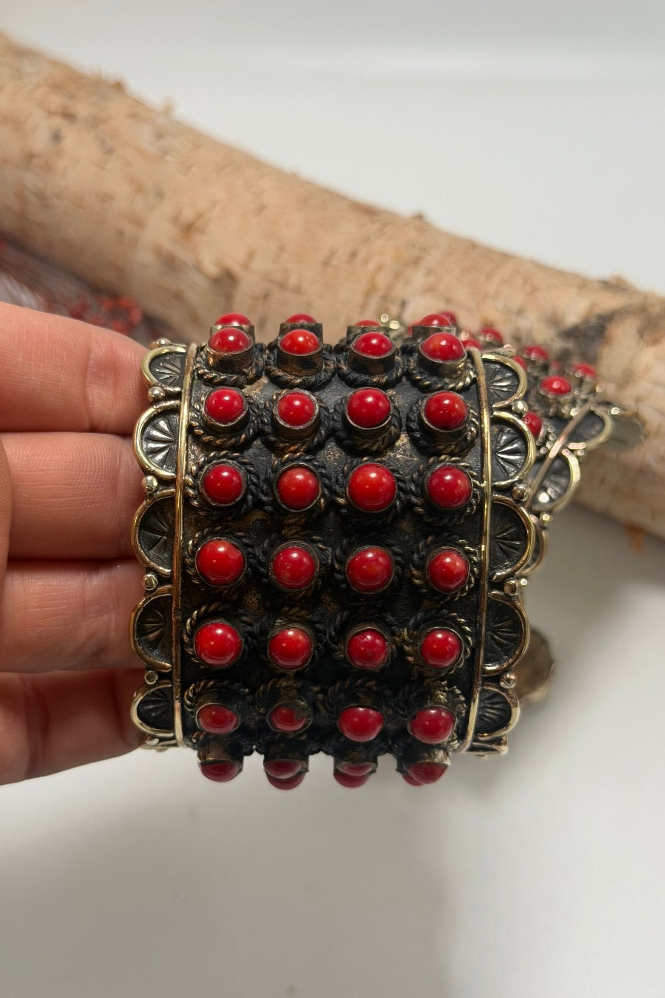 Bead Inlay Cuff in Red Howlite - ivyandlavyboutique ivyandlavyboutique
