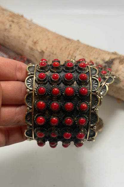 Bead Inlay Cuff in Red Howlite - ivyandlavyboutique ivyandlavyboutique