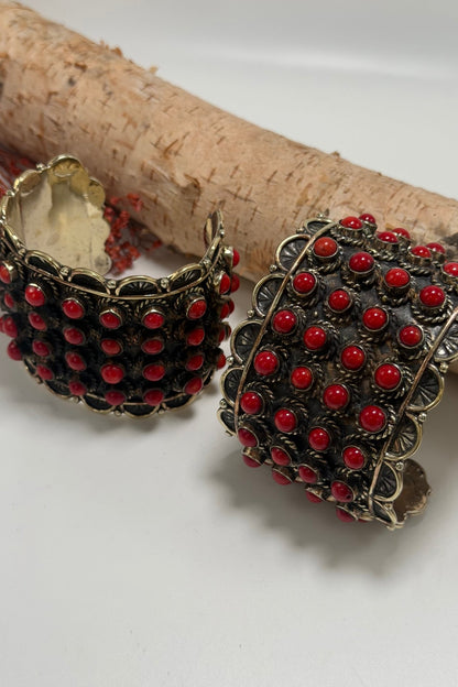 Bead Inlay Cuff in Red Howlite - ivyandlavyboutique ivyandlavyboutique