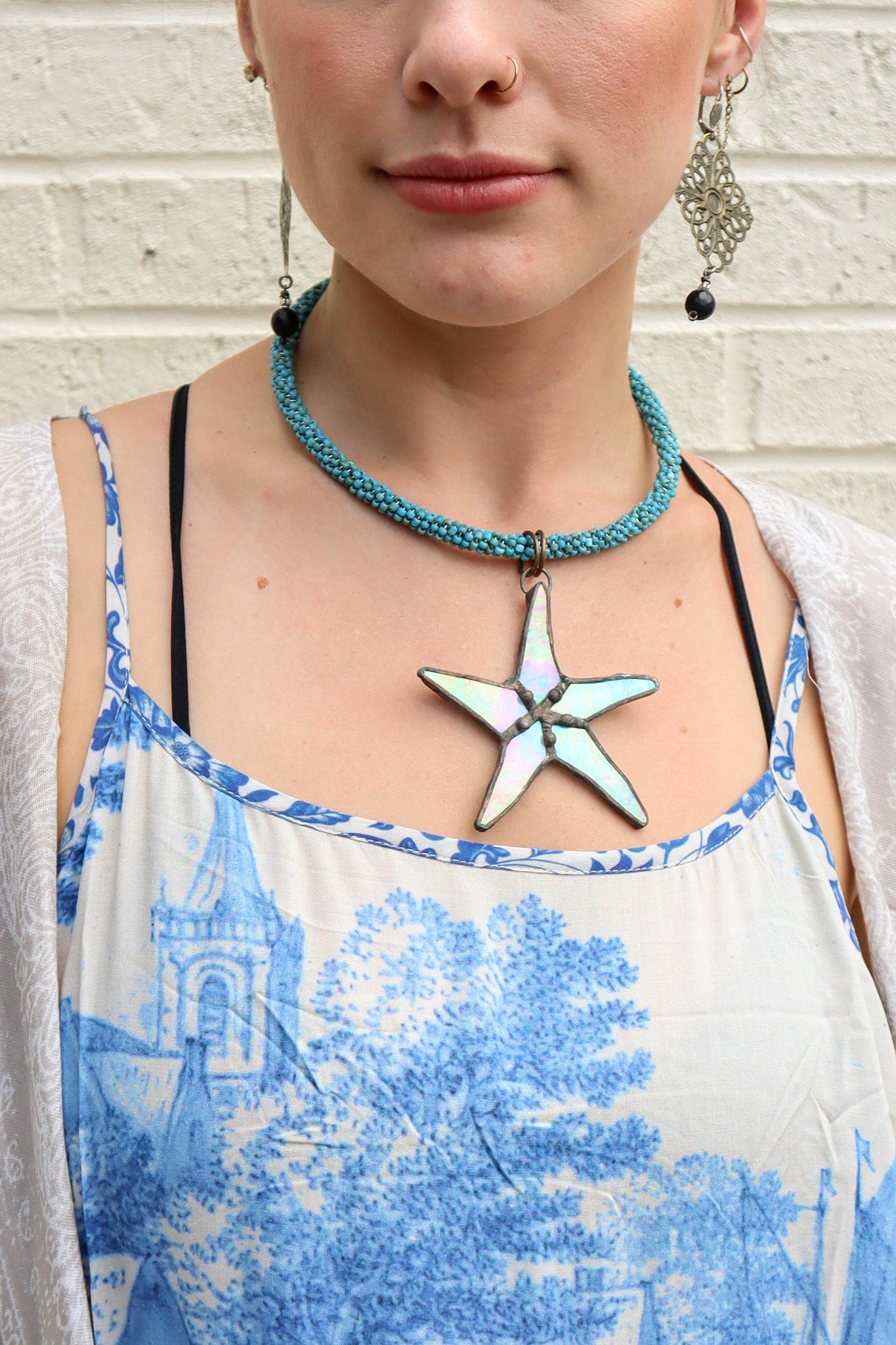 Beaded Starfish Choker Necklace - ivyandlavyboutique Gypsy South