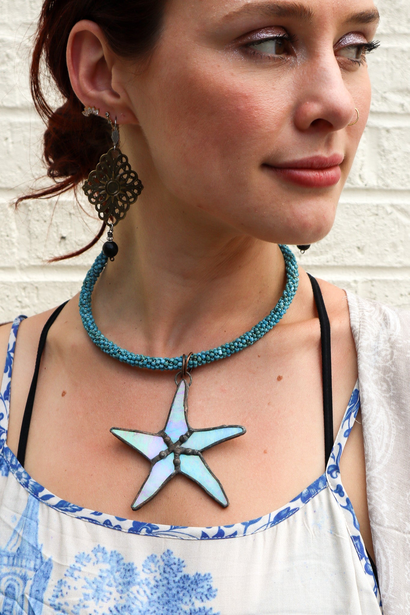 Beaded Starfish Choker Necklace - ivyandlavyboutique Gypsy South