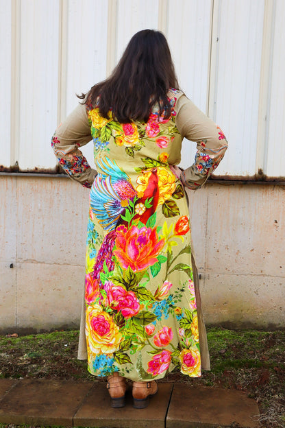 Beauty Mark Maxi Duster in Olive - ivyandlavyboutique Aratta