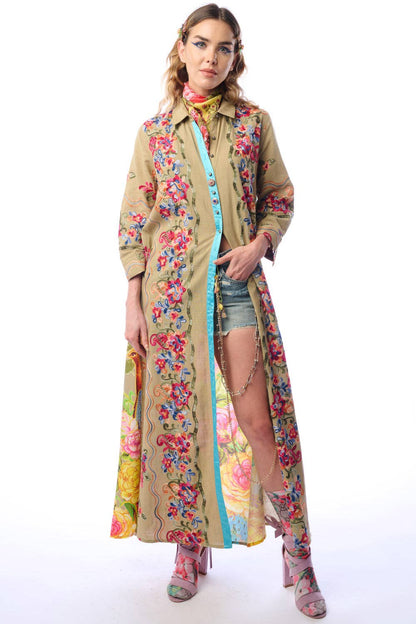 Beauty Mark Maxi Duster in Olive - ivyandlavyboutique Aratta