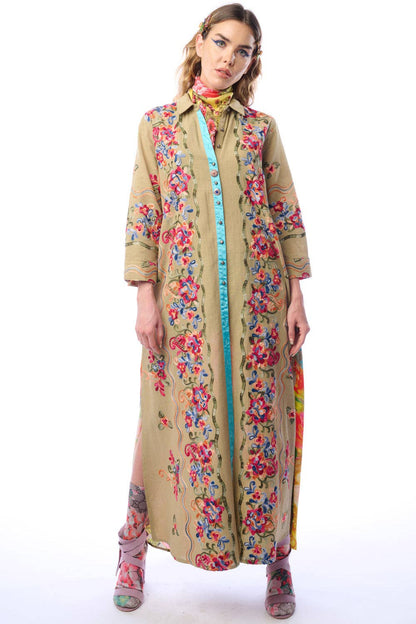 Beauty Mark Maxi Duster in Olive - ivyandlavyboutique Aratta