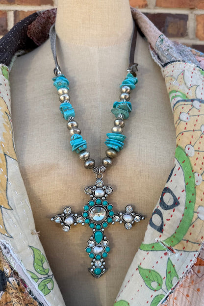 Bedazzled Cross Statement Necklace - ivyandlavyboutique A Rare Bird Shop