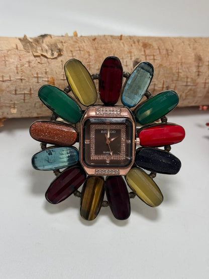 Bedazzled Rainbow Watch Cuff - ivyandlavyboutique ivyandlavyboutique