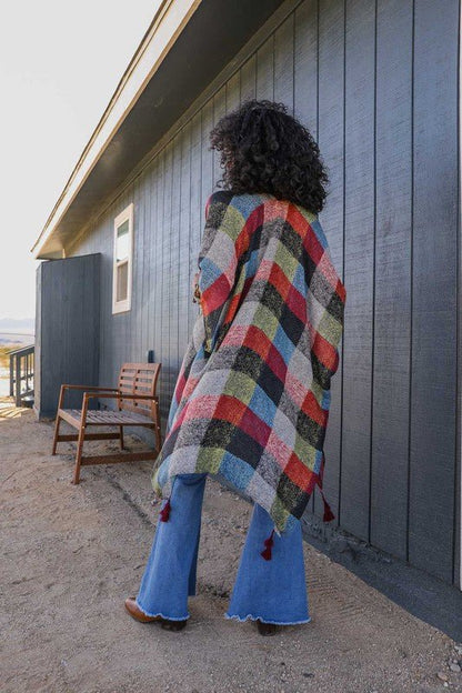 Betsy Buffalo Checkered Kimono - ivyandlavyboutique Leto Accessories