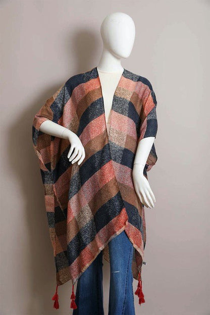 Betsy Buffalo Checkered Kimono - ivyandlavyboutique Leto Accessories