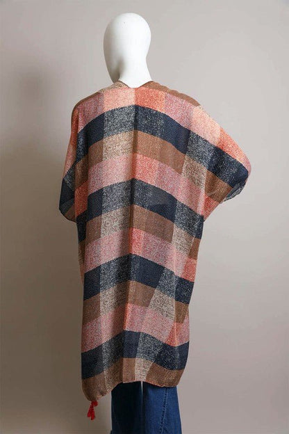 Betsy Buffalo Checkered Kimono - ivyandlavyboutique Leto Accessories