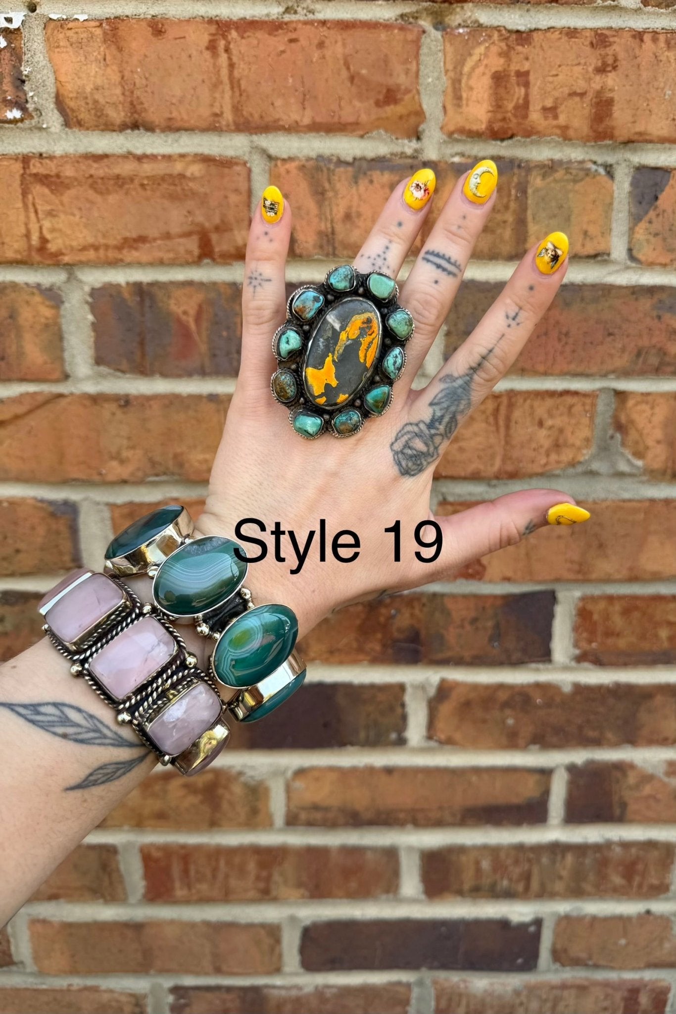 Big Bumble Bee Jasper w/ Turquoise Rings - ivyandlavyboutique ivyandlavyboutique