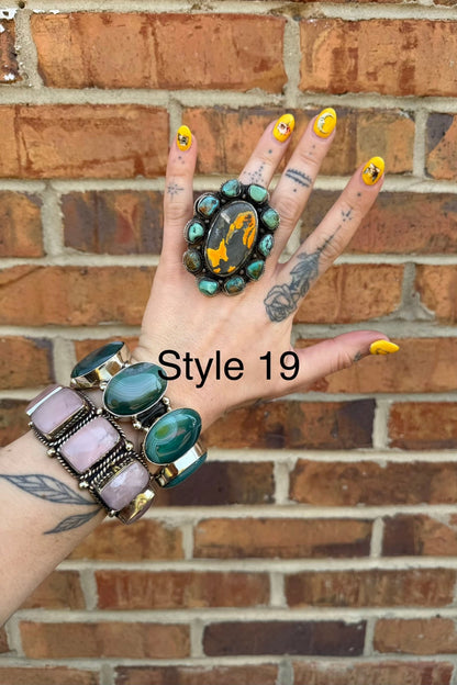 Big Bumble Bee Jasper w/ Turquoise Rings - ivyandlavyboutique ivyandlavyboutique