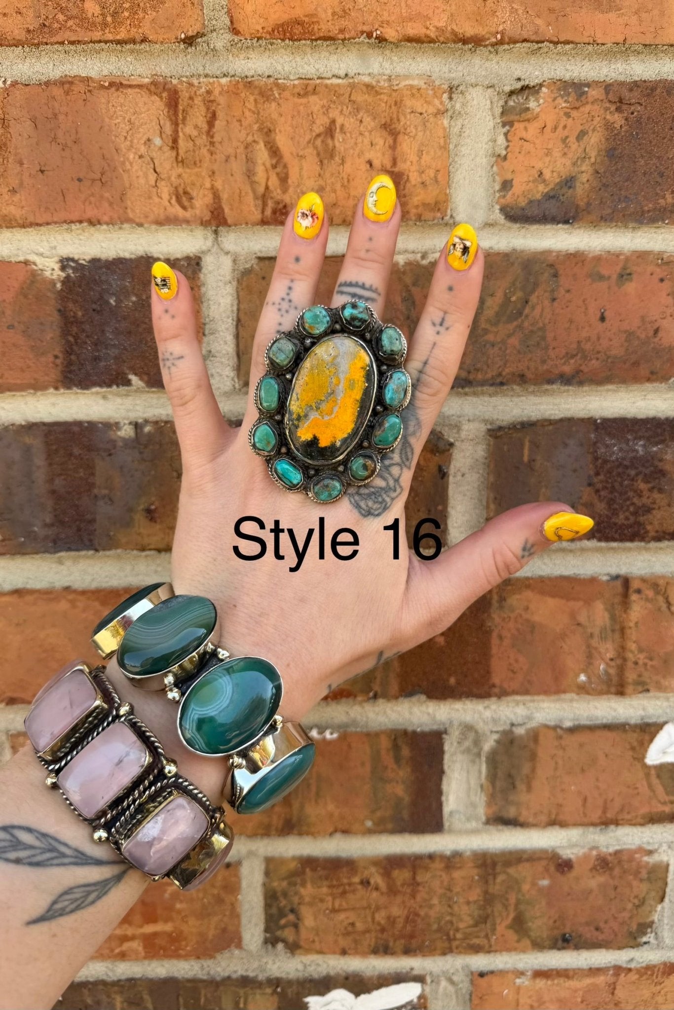 Big Bumble Bee Jasper w/ Turquoise Rings - ivyandlavyboutique ivyandlavyboutique