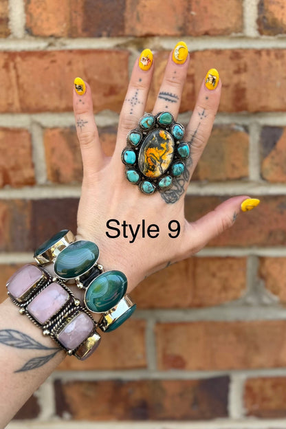 Big Bumble Bee Jasper w/ Turquoise Rings - ivyandlavyboutique ivyandlavyboutique