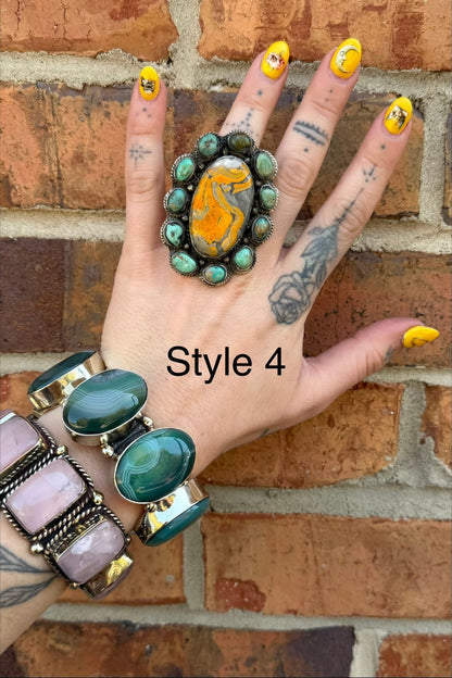Big Bumble Bee Jasper w/ Turquoise Rings - ivyandlavyboutique ivyandlavyboutique
