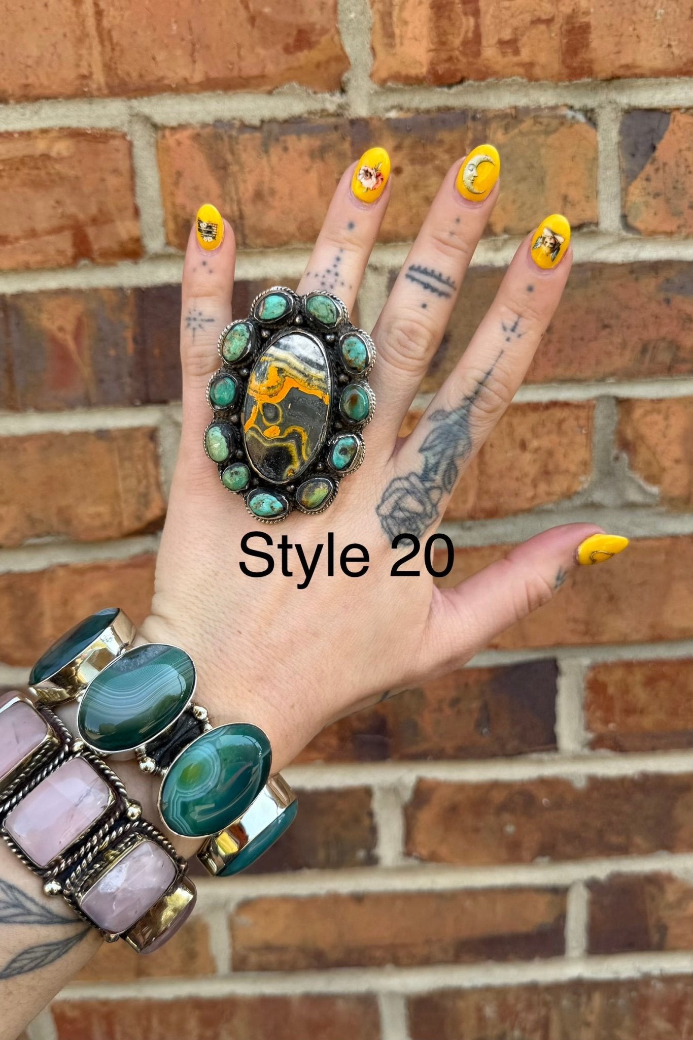 Big Bumble Bee Jasper w/ Turquoise Rings - ivyandlavyboutique ivyandlavyboutique