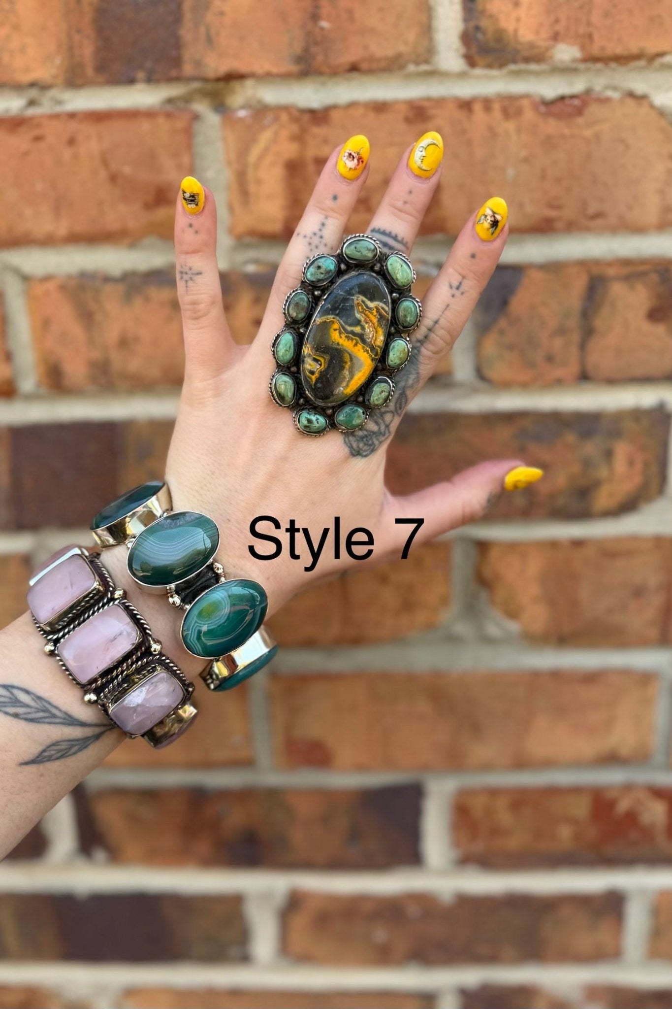 Big Bumble Bee Jasper w/ Turquoise Rings - ivyandlavyboutique ivyandlavyboutique