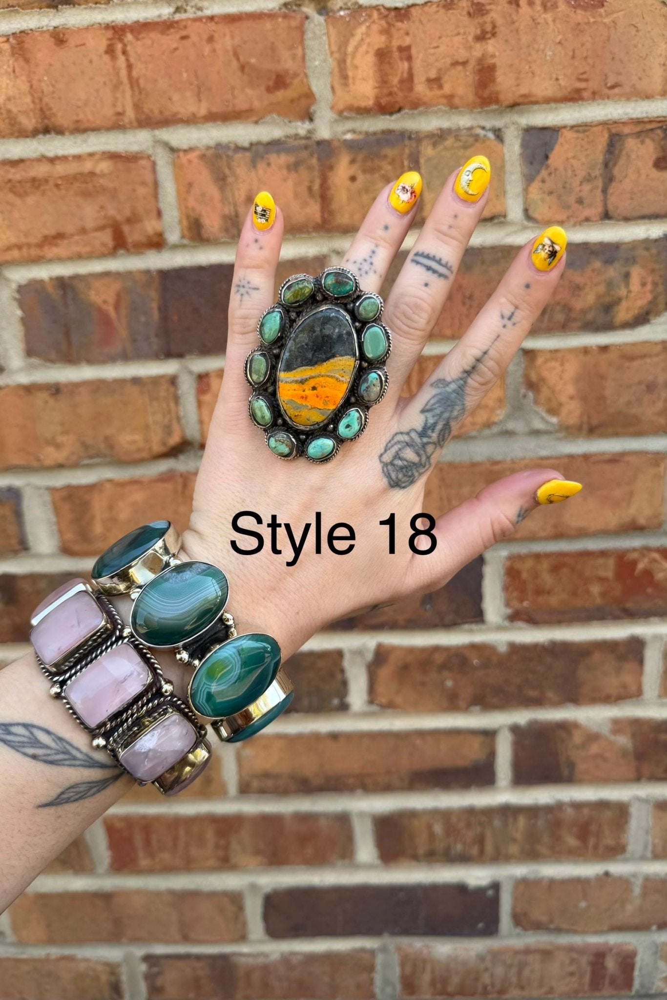 Big Bumble Bee Jasper w/ Turquoise Rings - ivyandlavyboutique ivyandlavyboutique