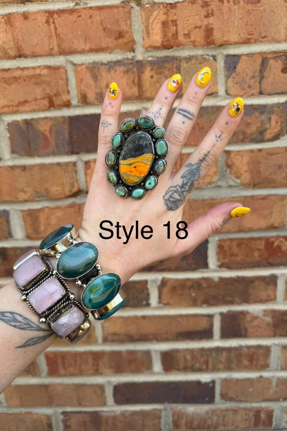 Big Bumble Bee Jasper w/ Turquoise Rings - ivyandlavyboutique ivyandlavyboutique