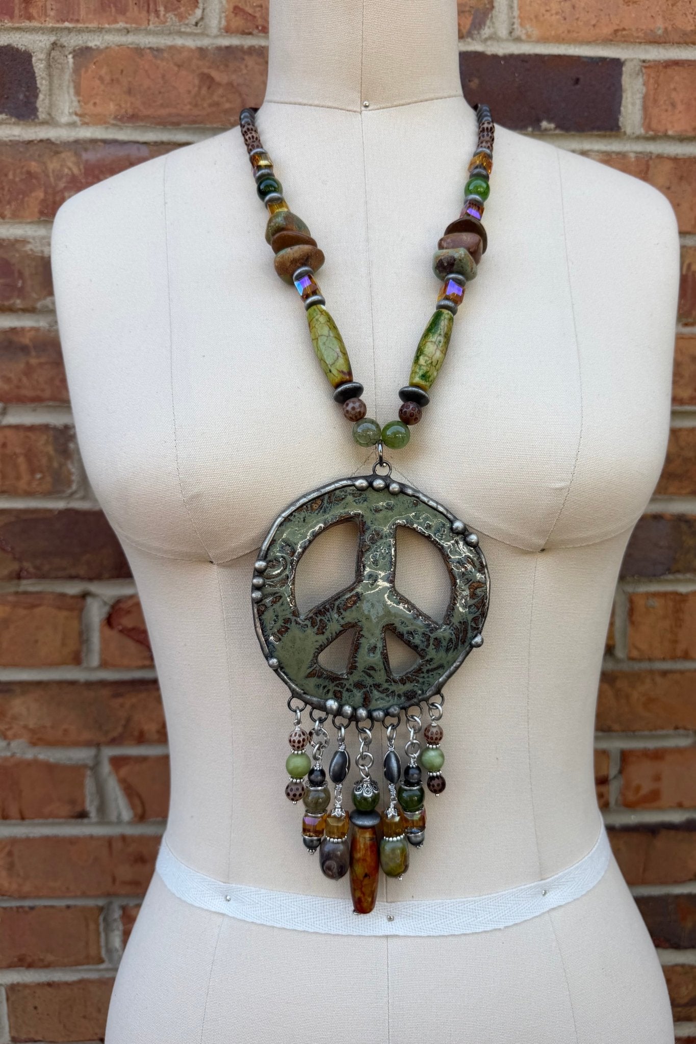 BIG Green Peace Necklace - ivyandlavyboutique Art by Amy