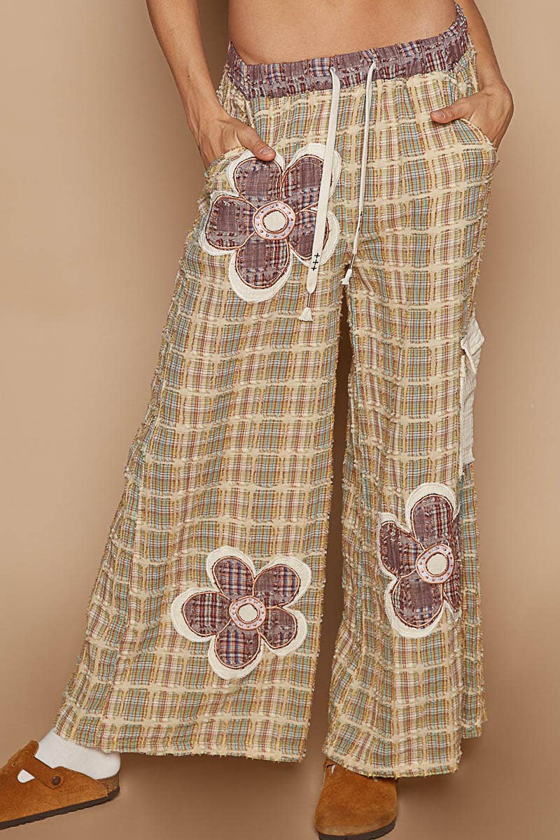 Big MOOD Vintage Washed Flower Power Pants - ivyandlavyboutique Pol Clothing