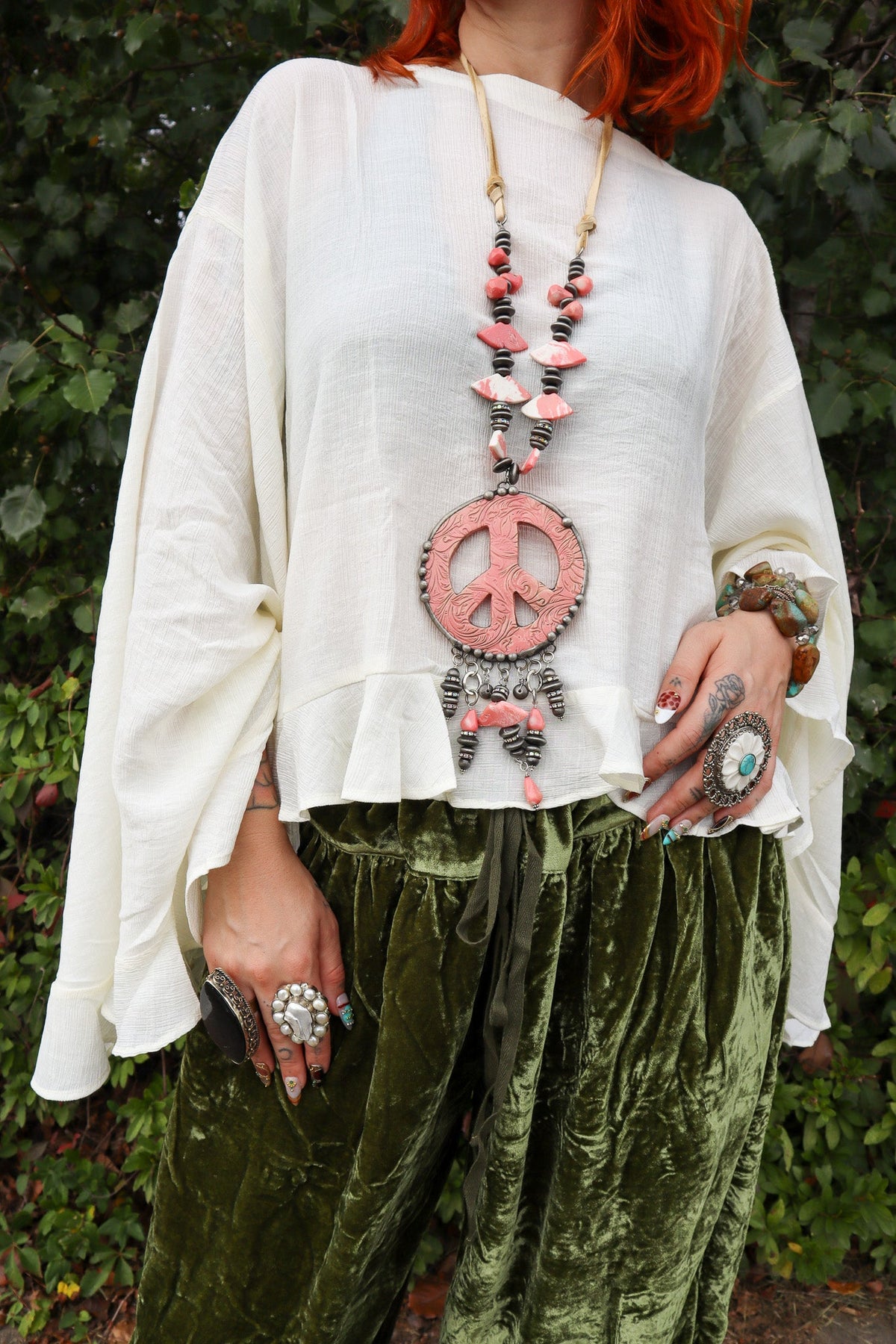 BIG Pink Peace Necklace - ivyandlavyboutique Art by Amy