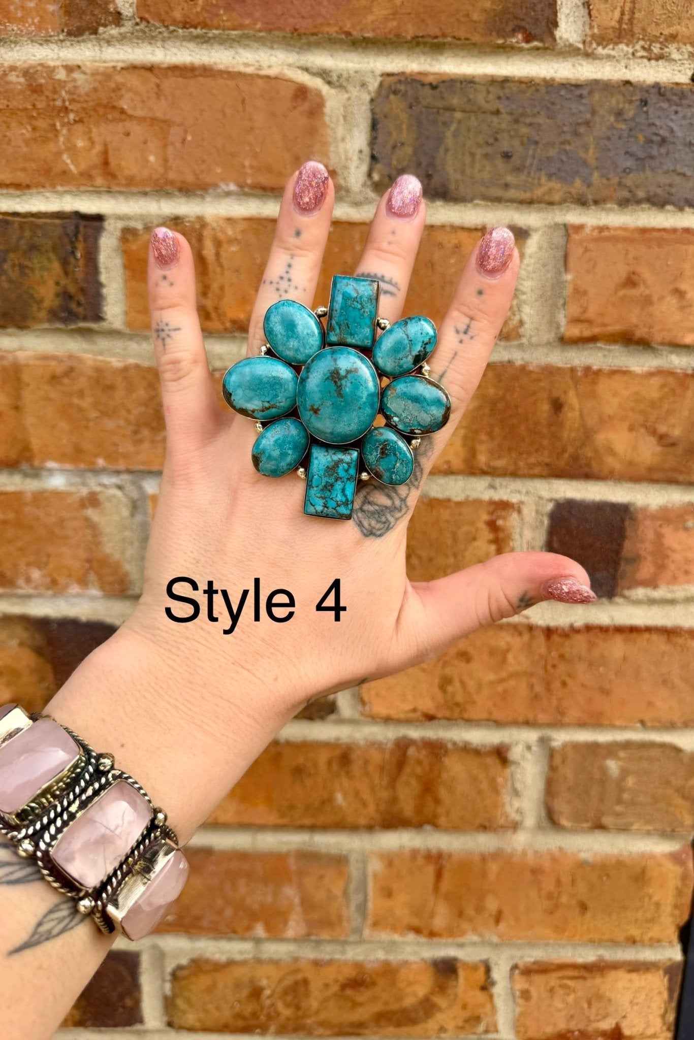 BIG Turquoise Flower Ring - ivyandlavyboutique ivyandlavyboutique