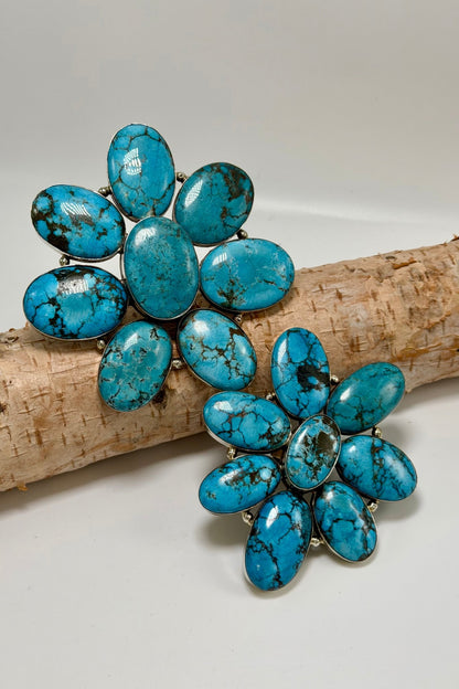 BIG Turquoise Flower Ring - ivyandlavyboutique ivyandlavyboutique