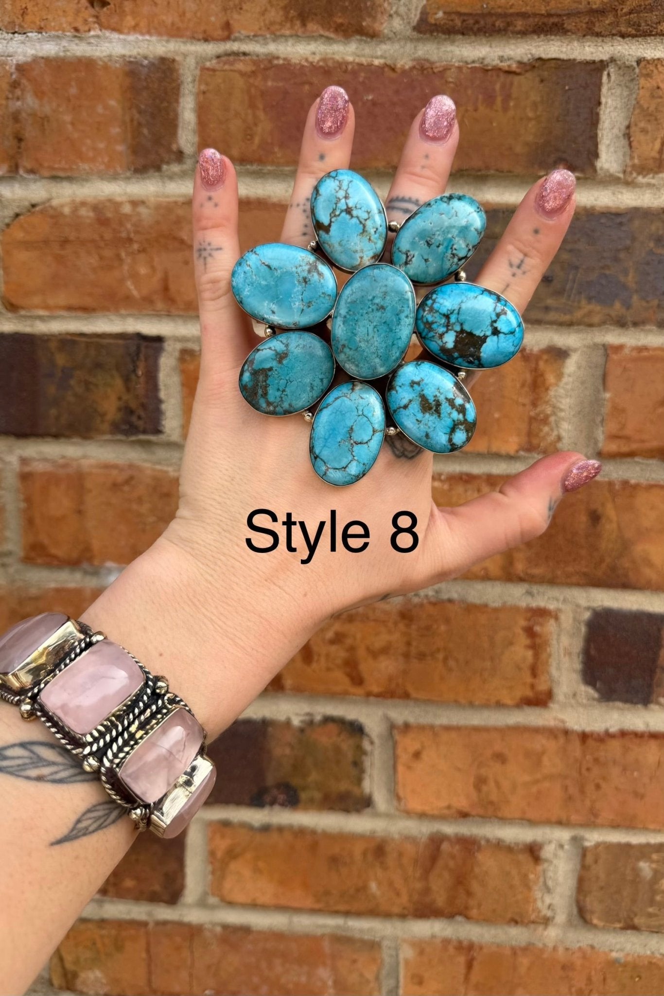 BIG Turquoise Flower Ring - ivyandlavyboutique ivyandlavyboutique