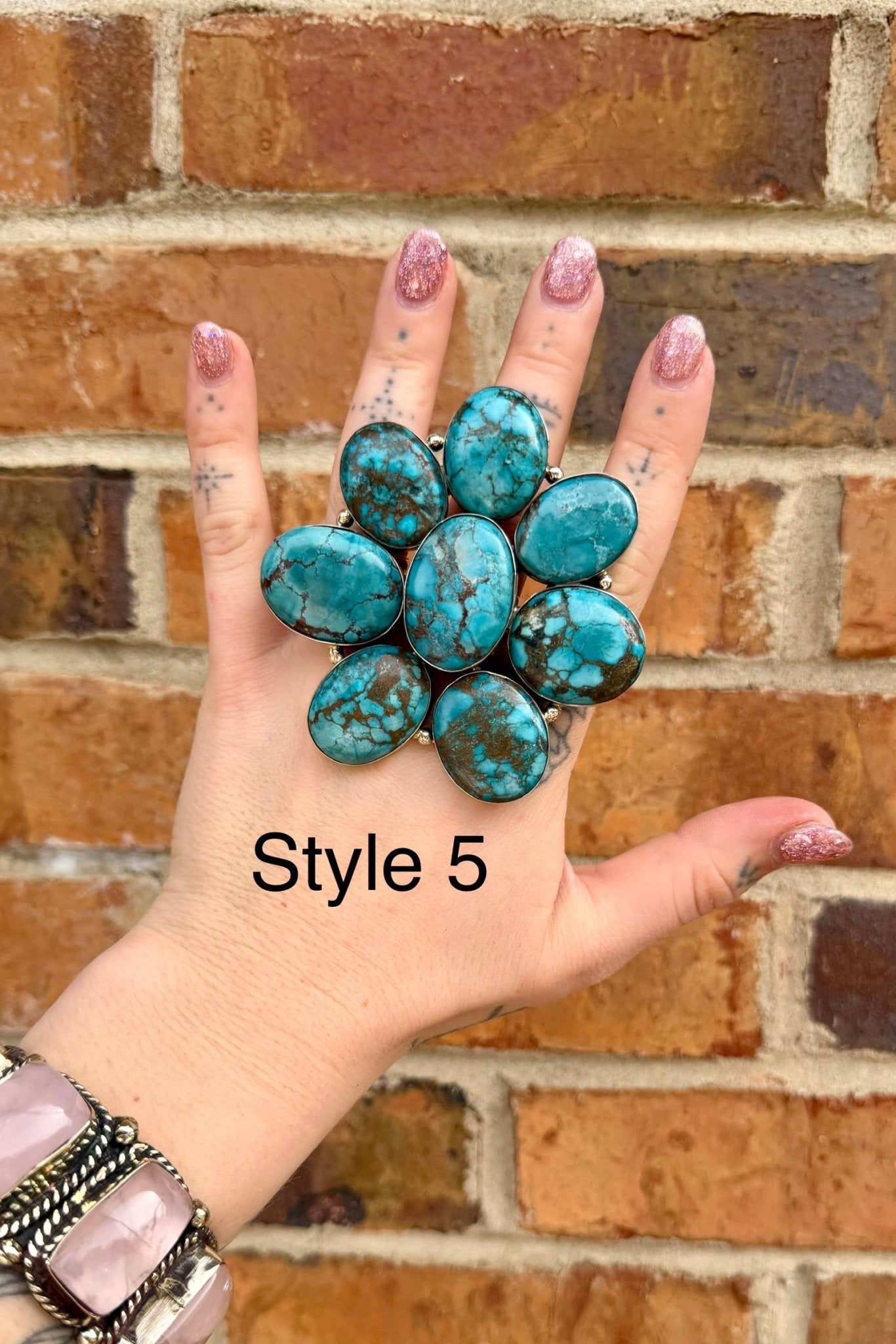 BIG Turquoise Flower Ring - ivyandlavyboutique ivyandlavyboutique