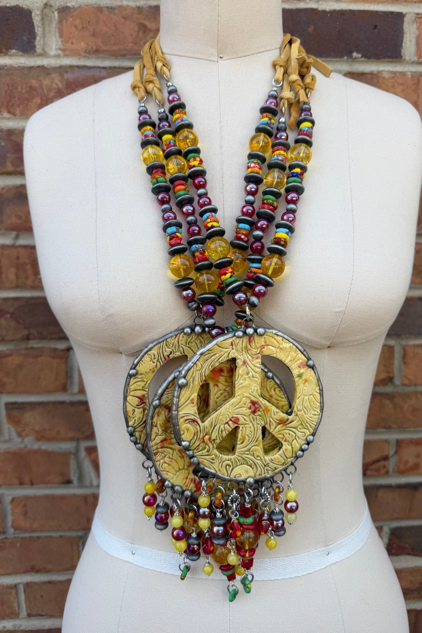 BIG Yellow Peace Necklace - ivyandlavyboutique Art by Amy